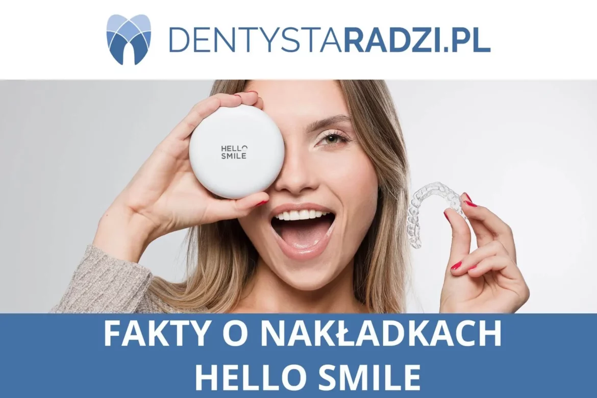 usmiechnieta pani trzyma w reku hello smile polskie przezroczyste nakladki ortodontyczne do leczenia wad zgryzu